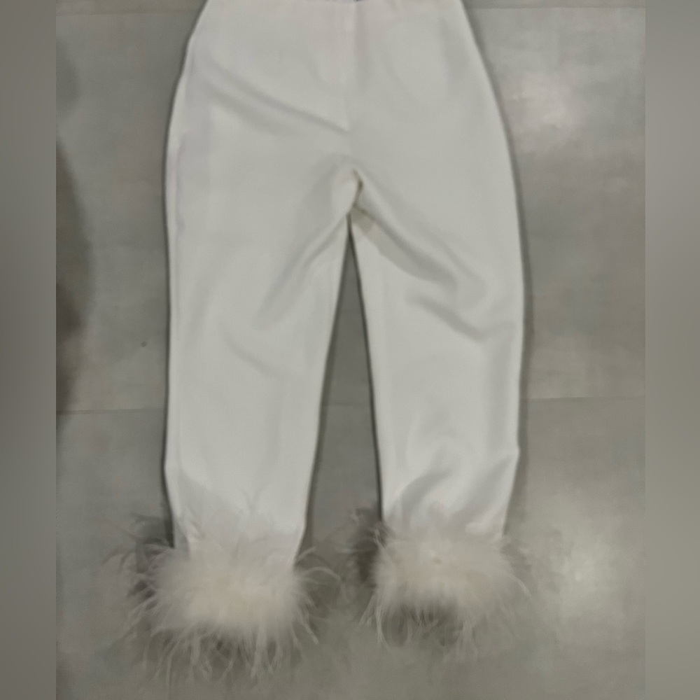 White Feathered Pants